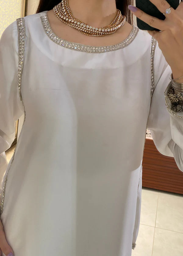 Luxury Korean Shamose Silk 3PC Stitched Dress — Ready to Wear