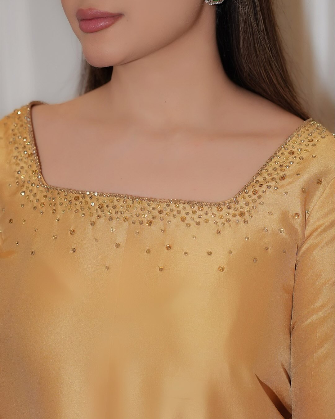 Silk Solids Tangerine Raw Silk Short Shirt with Farshi Shalwar