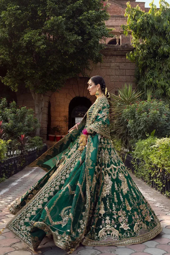 Emerald Green & Gold Bridal Lehenga
