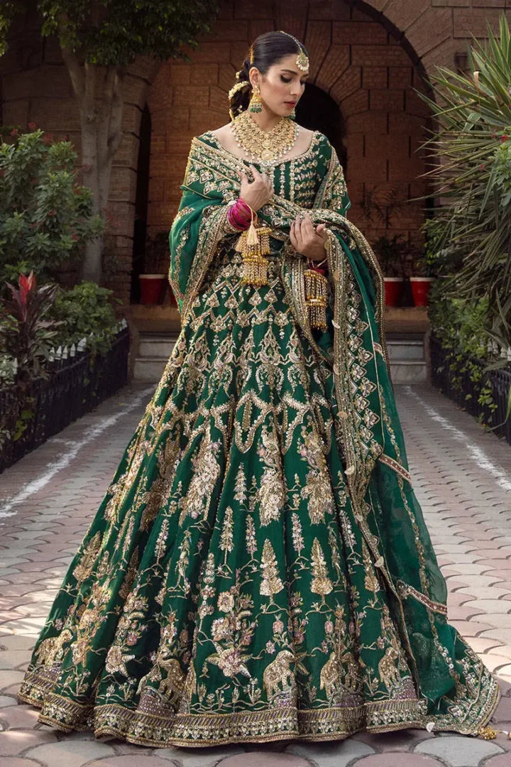 Emerald Green & Gold Bridal Lehenga