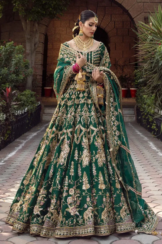 Emerald Green & Gold Bridal Lehenga