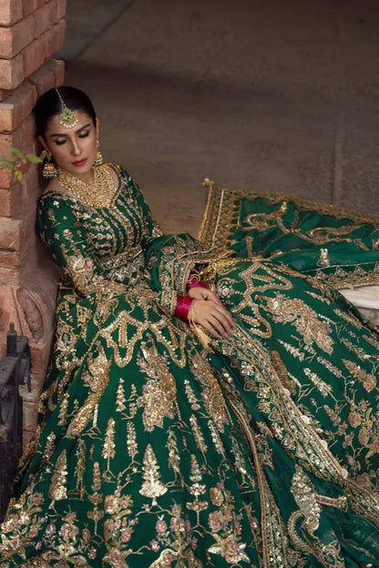 Emerald Green & Gold Bridal Lehenga