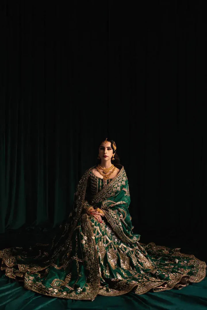 Emerald Green & Gold Bridal Lehenga