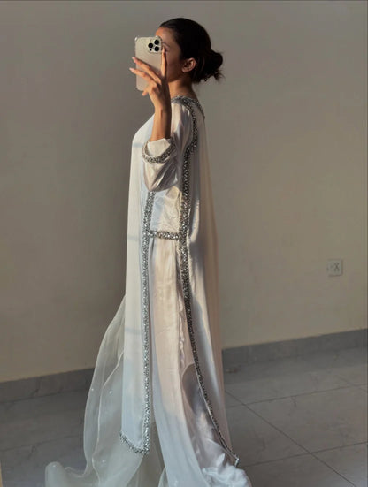 Luxury Korean Shamose Silk 3PC Stitched Dress — Ready to Wear