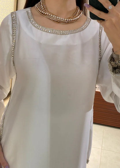 Luxury Korean Shamose Silk 3PC Stitched Dress — Ready to Wear