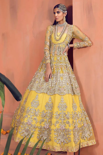 Stunning Yellow Bridal Pishwas