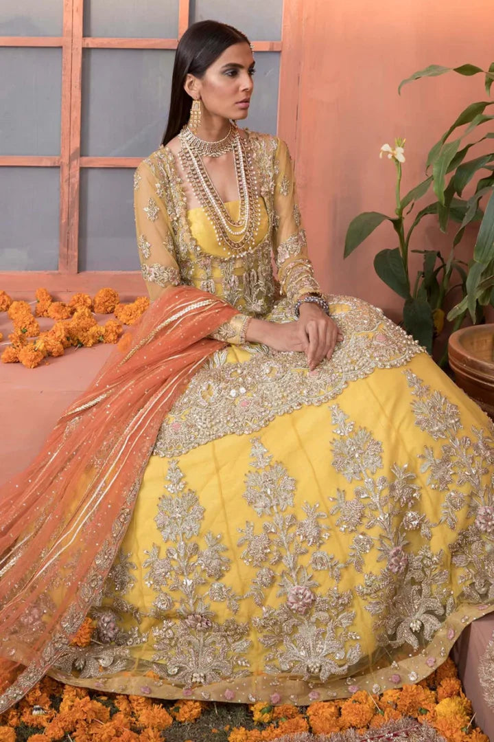 Stunning Yellow Bridal Pishwas