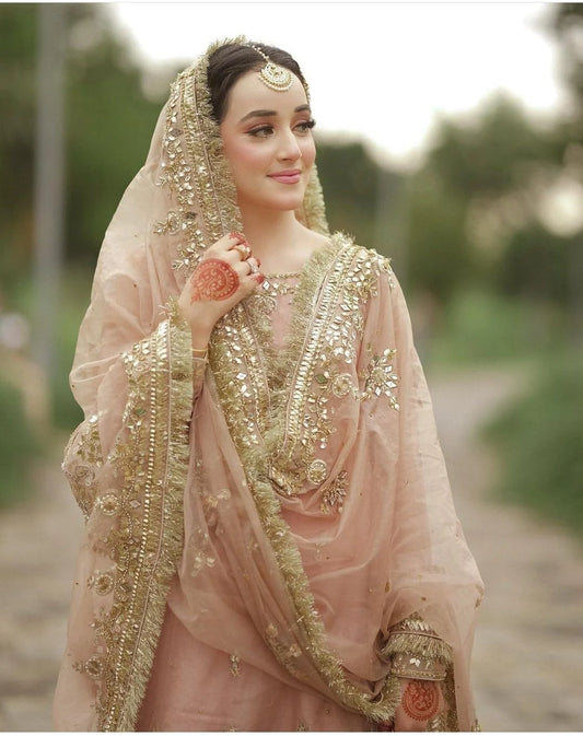 Beautiful Gharara Dress for Nikah: Blush Pink Bridal Perfection