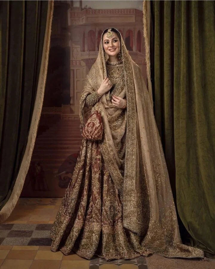 Luxury Bridal Lehnga on Pure Chandi Tissue