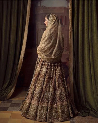 Luxury Bridal Lehnga on Pure Chandi Tissue