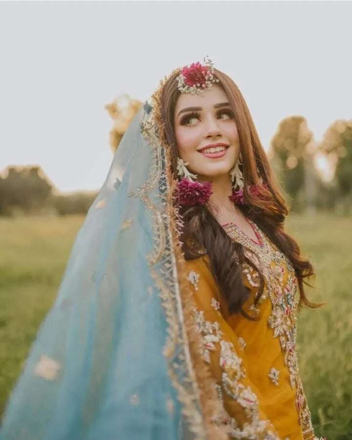 Handcrafted Mustard Yellow Gharara Dress on Pure Raw Silk