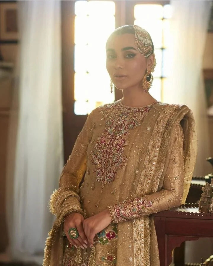 Bridal Gold Raw Silk Gharara Set