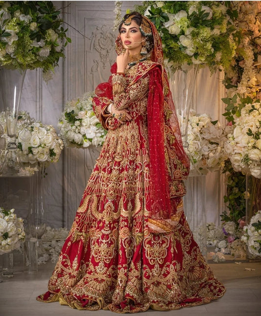 Beautiful Long Bridal Maxi with Lehenga Barat