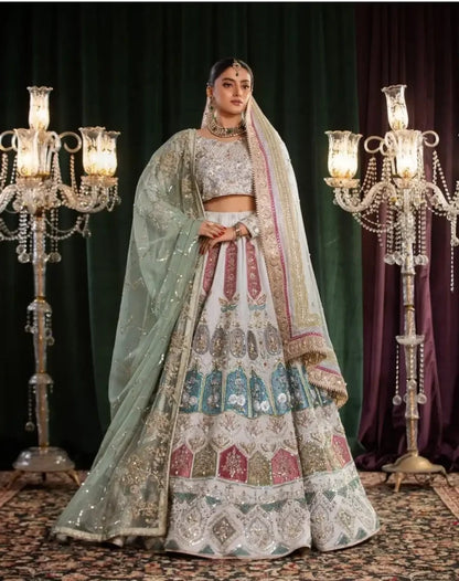 Pure Crinkle Chiffon Raw Silk Bridal Lehenga